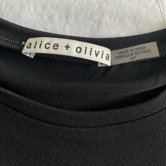 Alice & Olivia-Black Longsleeve Delania Crop Top w/ Neon Multicolor Embroidery - Picture 10 of 12